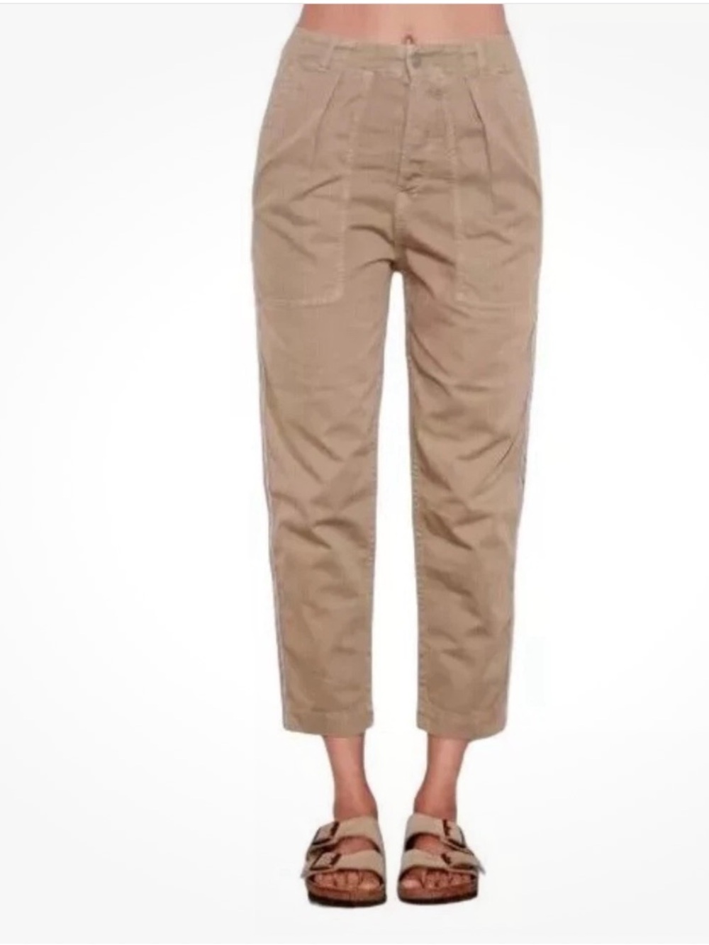 Sundry Tan Khaki Cropped Trousers - High Rise Size 28